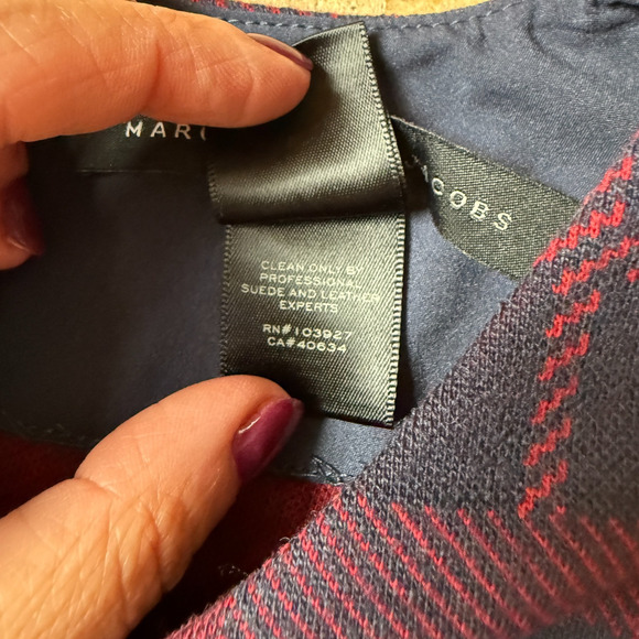 Marc by Marc Jacobs Plaid Dress Women’s Med Red Navy Check Fall Winter Classic - Picture 5 of 8